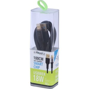 کابل لایتنینگ فست شارژ 18 وات رویال RCA-111 طول 1 متر