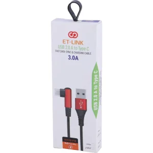کابل تایپ سی فست شارژ 3 آمپر ایتی لینک ETL 0013 یکسر L طول 1 متر - تصویر 5