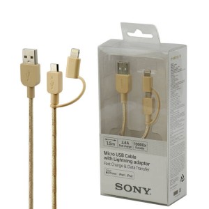 کابل ۲ سر فست شارژ SONY CP-ABLP150 2.4A 1.5m