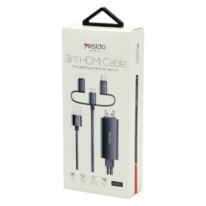 کابل تبدیل Yesido HM05 Lightning/MicroUSB/Type-C to HDMI 1.8m