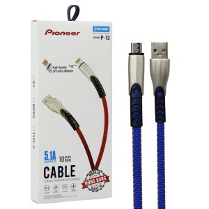 کابل میکرو یو اس بی فست شارژ Pioneer P-13 5.1A 1m