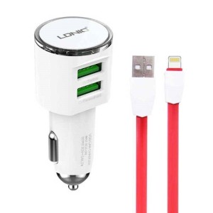 شارژر فندکی LDNIO DL-C29 + کابل آیفونی