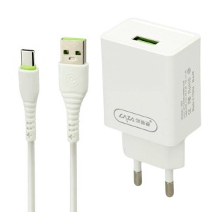 شارژر دیواری فست شارژ CAZA U50&KIT 3A QC PD + کابل تایپ سی