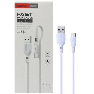 کابل تایپ سی فست شارژ Tranyoo X1-C 2.1A 1m