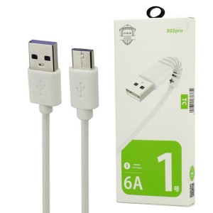 کابل تایپ سی فست شارژ CAZA X02 Pro 6A 2m