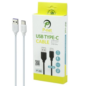 کابل تایپ سی فست شارژ P-net PT.200 2.4A 1m