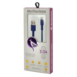 کابل آیفونی فست شارژ She Charisma Mehrnam QC3 3A 1.2m