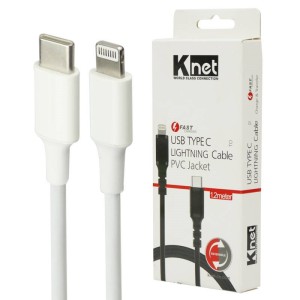 کابل تبدیل فست شارژ K-Net K-CUCL2012 Type-C to Lightning 1.2m