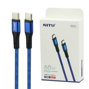 کابل تبدیل فست شارژ Nitu NC127 Type-C to Type-C 60W 1.2m