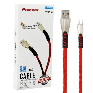 کابل فست شارژ Pioneer P-13 5.1A Type-C 1m