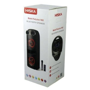 اسپیکر چمدانی بلوتوثی رم و فلش خور Hiska Party Box 1002 + میکروفون و ریموت کنترل