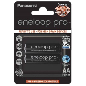 باتری دوتایی قلمی شارژی Panasonic Eneloop BK-3HCDE AA 2500mAh