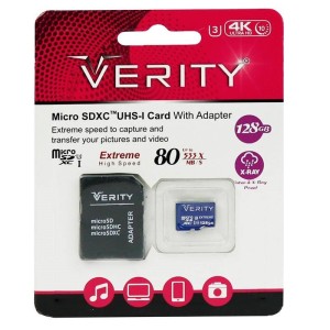 رم میکرو ۱۲۸ گیگ وریتی Verity 533X U3 C10 80MB/s + خشاب