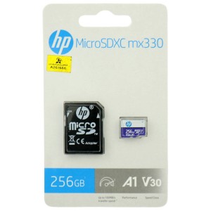 رم میکرو ۲۵۶ گیگ اچ پی HP MX330 A1 V30 U3 C10 100MB/s + خشاب