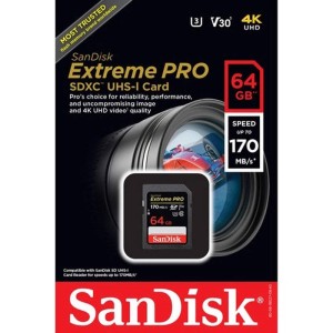 رم اس دی ۶۴ گیگ سن دیسک SanDisk Extreme Pro SD U3 170MB/s