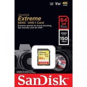 رم اس دی ۶۴ گیگ سن دیسک SanDisk Extreme SD U3 150MB/s