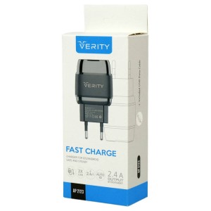 شارژر دیواری فست شارژ Verity AP2123 2Port 2.4A + کابل میکرو یو اس بی