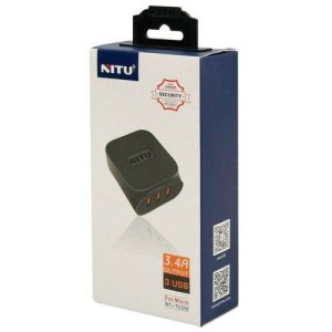 شارژر دیواری Nitu NT-TC026 3Port 3.4A + کابل میکرو یو اس بی و تبدیل EU