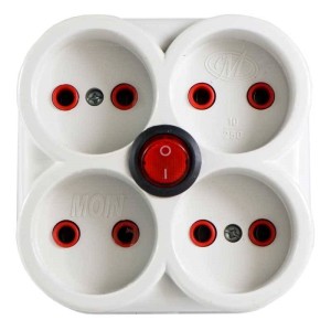 چند راهی ۴ خانه برق دوشاخه دار کلید دار معین الکتریک