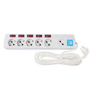 چند راهی ۵+۱ خانه فیوز دار پارت الکتریک PE2162 با کابل ۵ متری