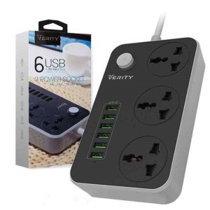 سه راهی برق وریتی PS 3110 با کابل ۲ متری + شارژر USB