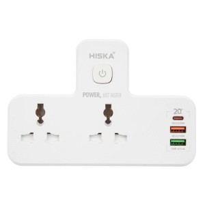 چند راهی ۲ خانه برق هیسکا CH5514 + شارژر USB و Type-C