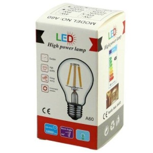 لامپ ادیسونی حبابی فیلامنتی Filament A60 E27 6W