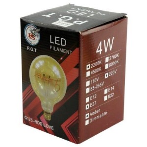 لامپ ادیسونی فیلامنتی Filament G125-RDS-LOVE E27 4W