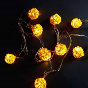 ریسه ۱۰ لامپ طرح گوی چوبی زرد آفتابی ۲٫۵ متری