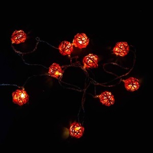 ریسه ۱۰ لامپ طرح گوی چوبی نارنجی آفتابی ۲٫۵ متری