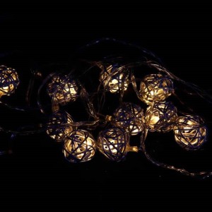 ریسه ۱۰ لامپ طرح گوی چوبی طوسی آفتابی ۲٫۵ متری