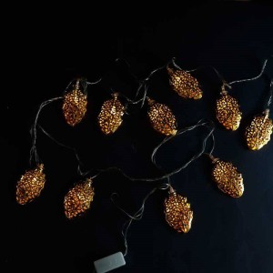 ریسه ۱۰ لامپ فلزی طرح برگ طرحدار طلایی آفتابی ۲۵۰Cm
