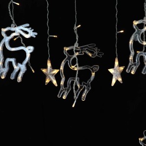 ریسه طرح گوزن و ستاره کریستالی آفتابی ۳٫۵ متری