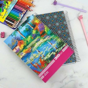 دفتر سیمی ۲۰۰ برگ طرح دار رنگی Nahal Alma کد ۱۲۱۶