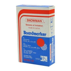 ماژیک وایت برد اسنومن نوک تخت Snowman BG-12T بسته ۱۲ عددی