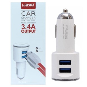 شارژر فندکی LDNIO DL-C29 3.4A HighCopy + کابل میکرو یو اس بی