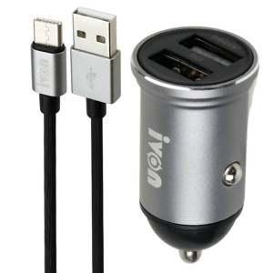 شارژر فندکی فست شارژ Ivon CC37 3.1A + کابل تایپ سی