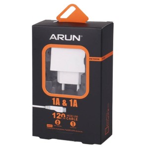 شارژر سیم وصل میکرو یو اس بی Arun U1001 1A 5W + یک پورت USB