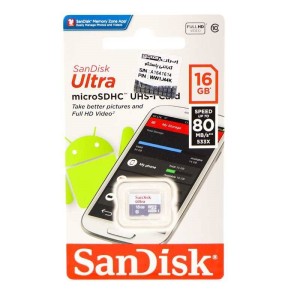 رم میکرو ۱۶ گیگ سن دیسک SanDisk Ultra U1 80MB/s بدون خشاب