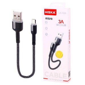 کابل کوتاه میکرو یو اس بی فست شارژ Hiska LX-1020 3A 20cm