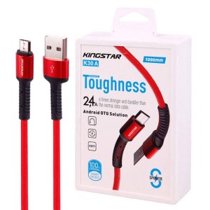 کابل میکرو یو اس بی فست شارژ KingStar K30A 2.4A 1m