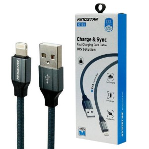 کابل آیفونی فست شارژ KingStar K18i 2.4A 1m
