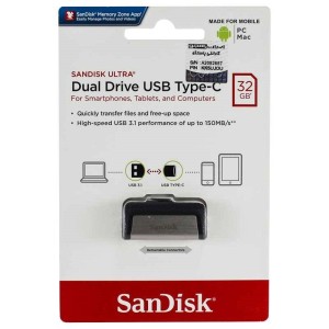 فلش ۳۲ گیگ سن دیسک SanDisk Dual Drive USB Type-C