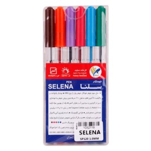 خودکار سلنا رنگی Selena SP120 1mm بسته ۶ عددی