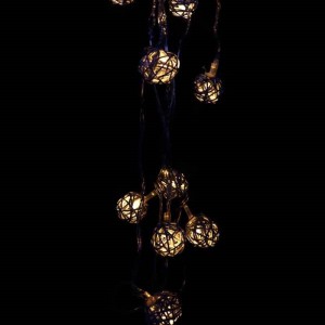 ریسه 10 لامپ طرح گوی چوبی طوسی آفتابی طول 2.5 متر