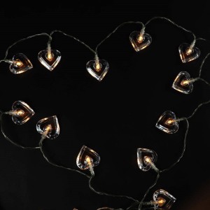 ریسه طرح قلب شیشه ای باتری خور آفتابی طول 2.5 متر