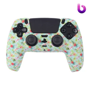 روکش دسته بازی PS5 طرح گل زمینه سبز