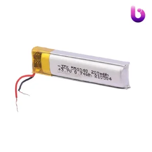 باتری لیتیومی آدامسی 200mAh 40*10*4mm 551040