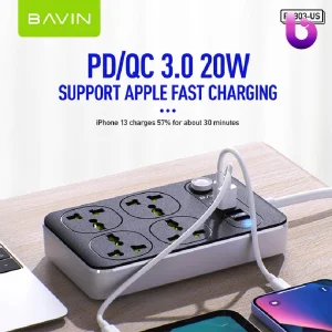 چند راهی برق و شارژر باوین Bavin PC803 دارای 4 پورت