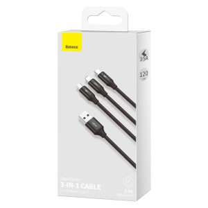 کابل ۳ سر فست شارژ Baseus Rapid Series CAJS00000 3.5A 1.2m